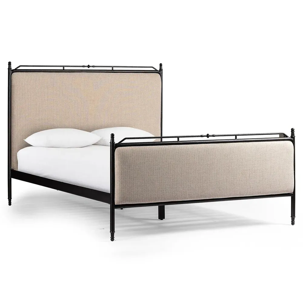 Leyla Queen Size Bed Frame - Laine Natural, Iron