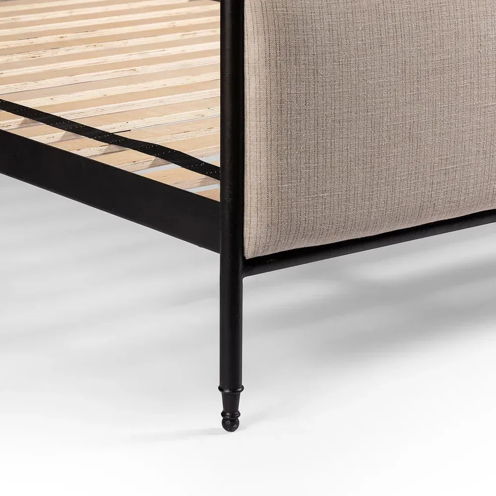 Leyla Queen Size Bed Frame - Laine Natural, Iron