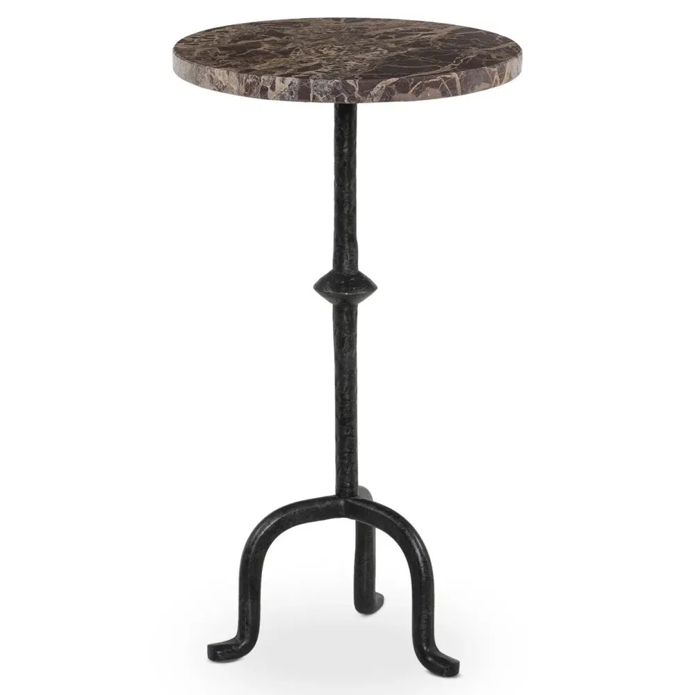 Leyla Round Drink Table - Brown, Marble