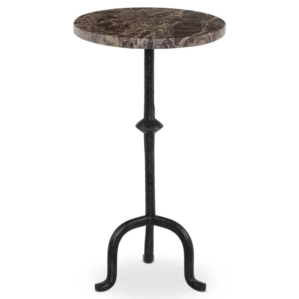 Leyla Round Drink Table - Brown, Marble