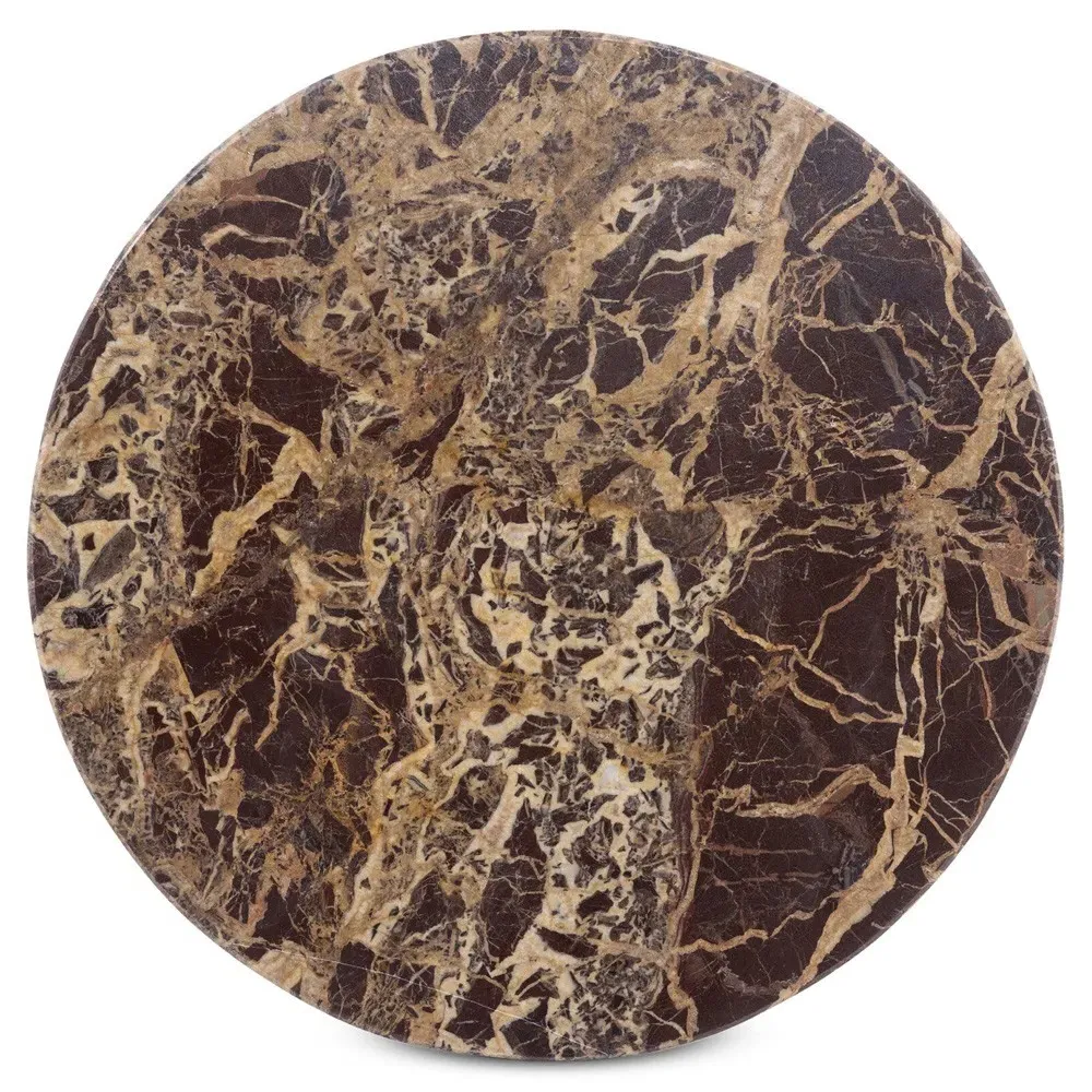 Leyla Round Drink Table - Brown, Marble