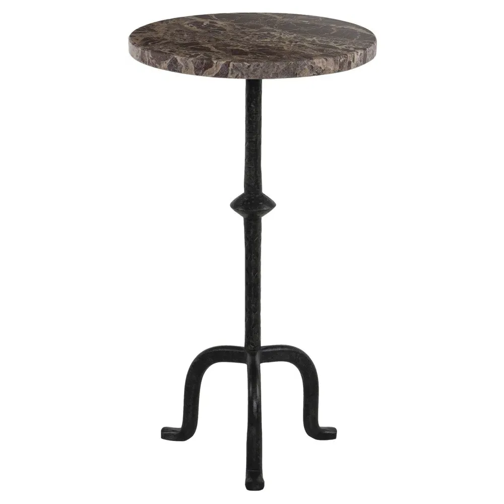 Leyla Round Drink Table - Brown, Marble image