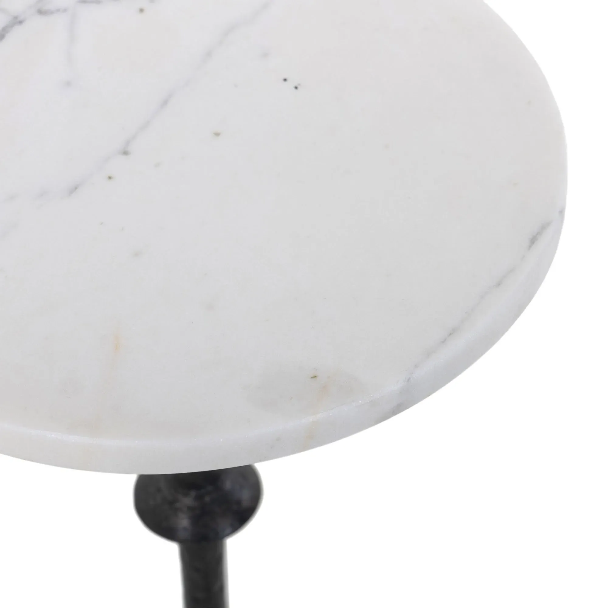Leyla Round Drink Table - White, Marble