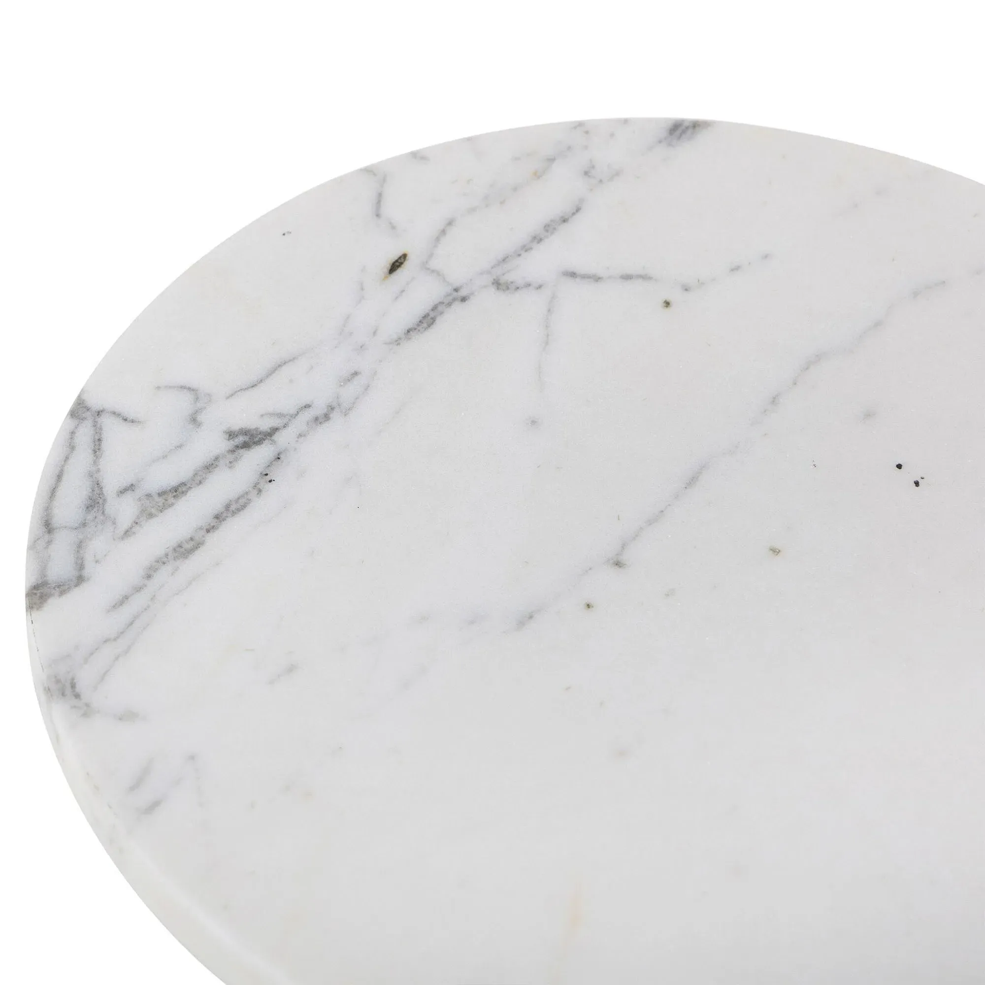 Leyla Round Drink Table - White, Marble