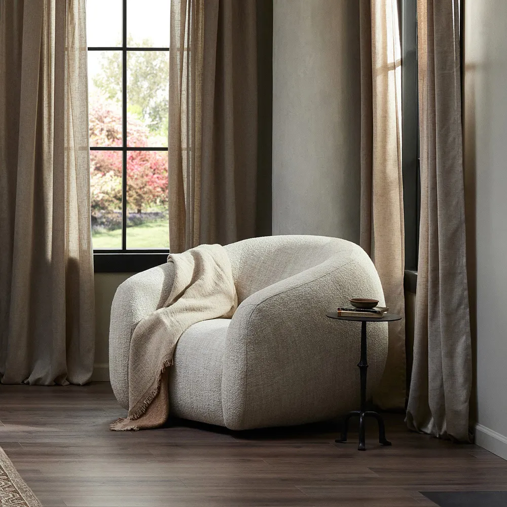 Leyla Round Side Table with Curved Legs - Black, Cast Iron