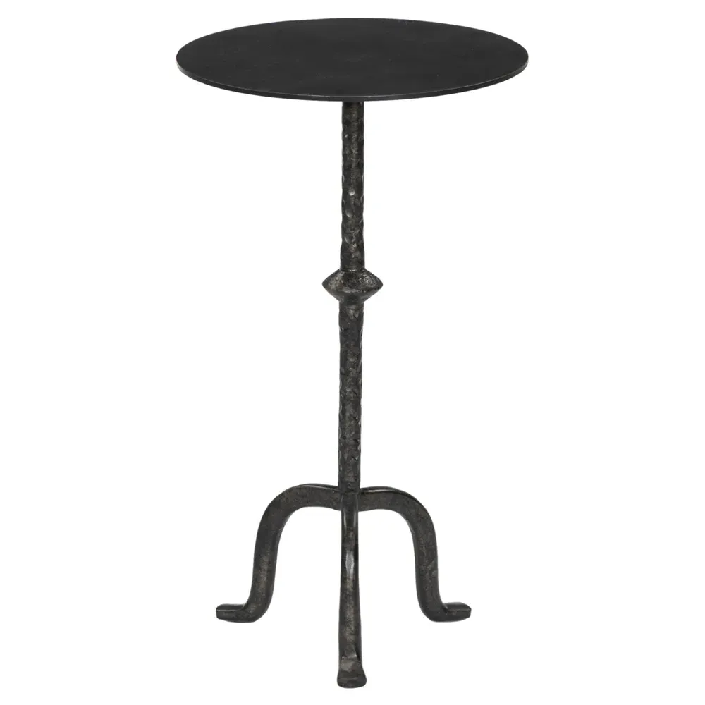 Leyla Round Side Table with Curved Legs - Black, Cast Iron image