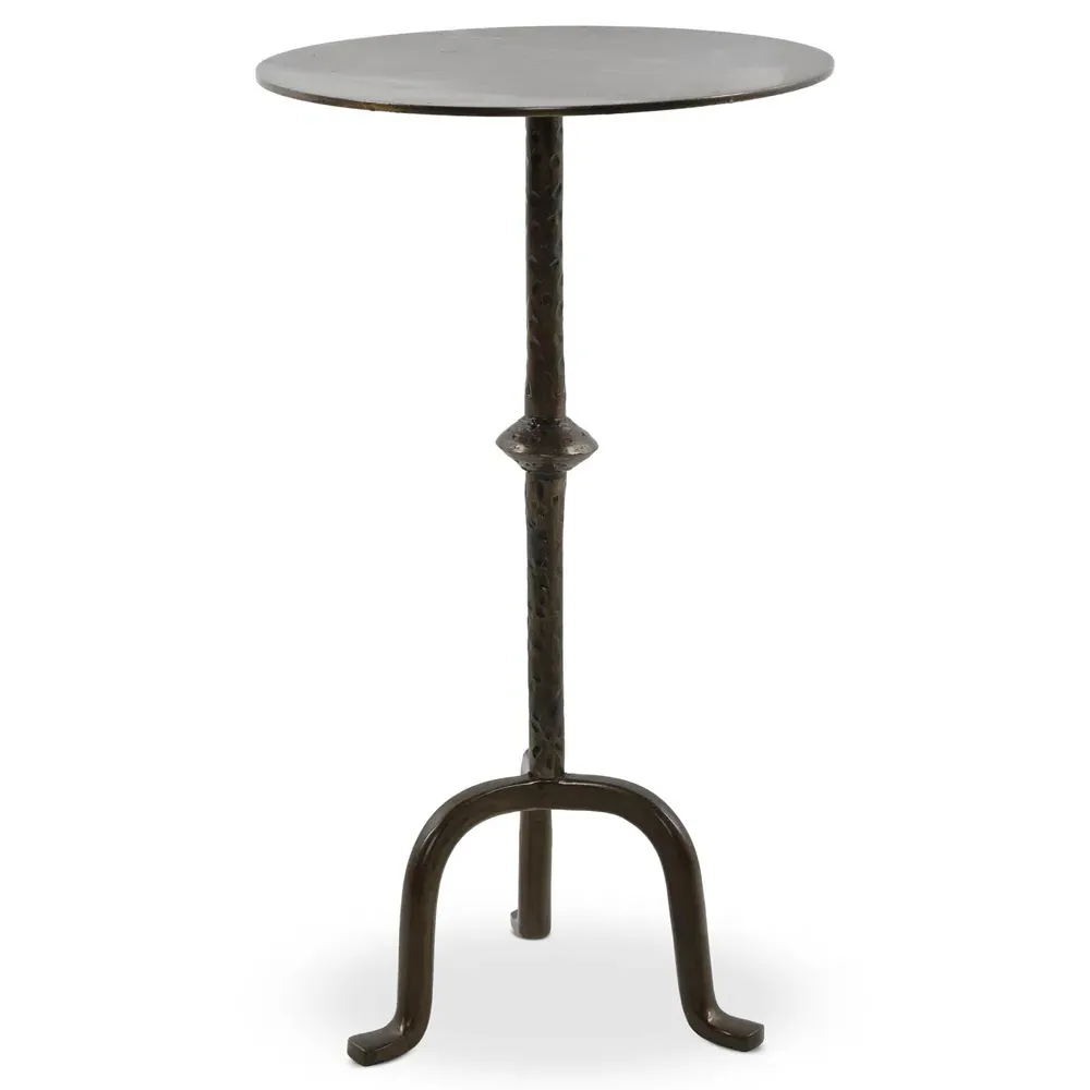 Leyla Round Side Table with Curved Legs - Dark Brass, Cast Iron