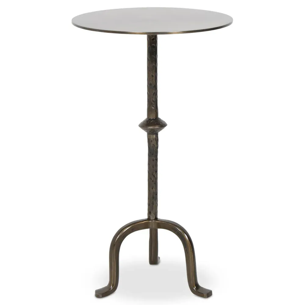 Leyla Round Side Table with Curved Legs - Dark Brass, Cast Iron