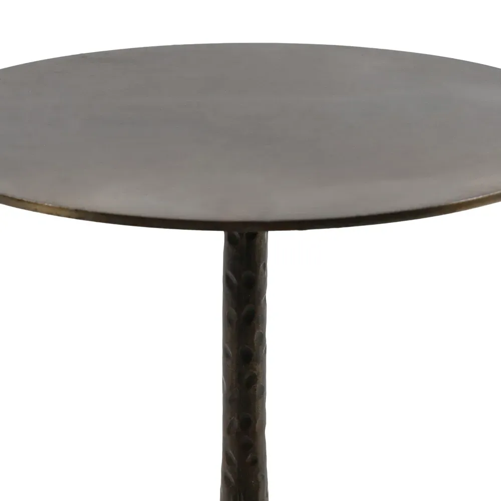 Leyla Round Side Table with Curved Legs - Dark Brass, Cast Iron