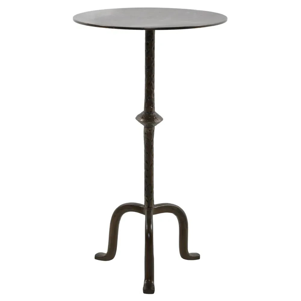 Leyla Round Side Table with Curved Legs - Dark Brass, Cast Iron