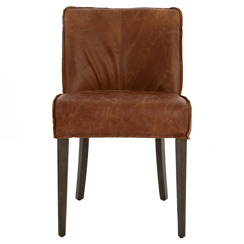 Liam Dining Side Chair - Brown, Leather image