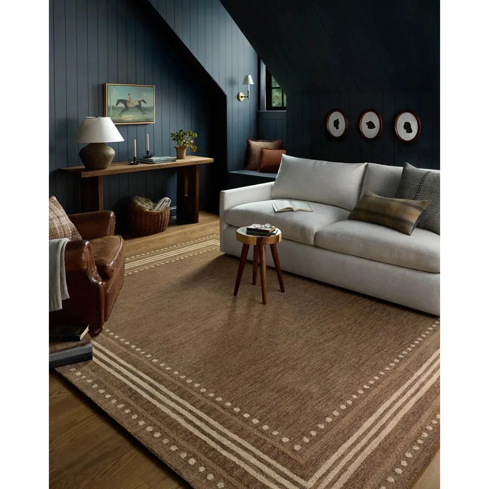 Liam Dotted Patterned Rug - Brown, Wool