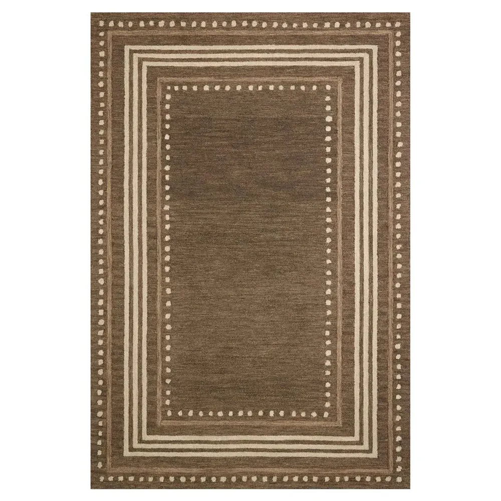 Liam Dotted Patterned Rug - Brown, Wool