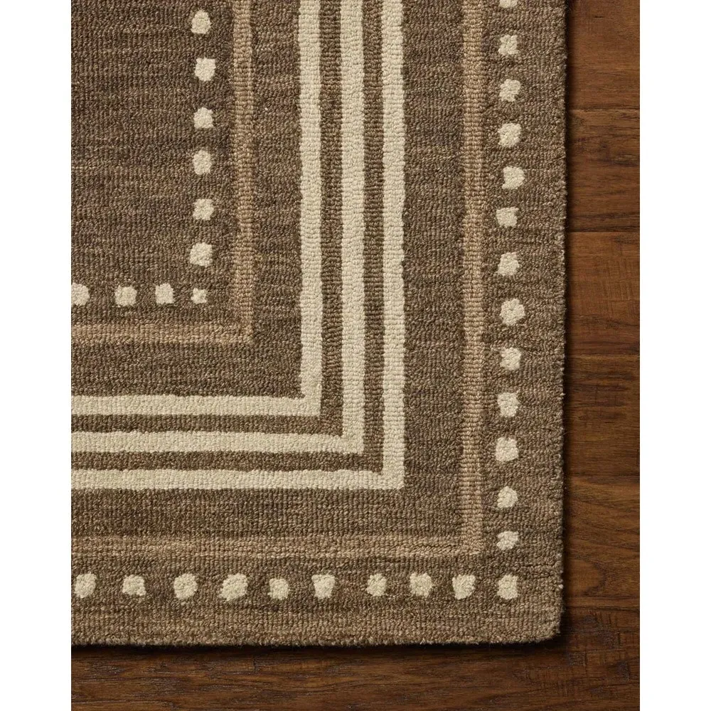 Liam Dotted Patterned Rug Sample - Brown, Wool