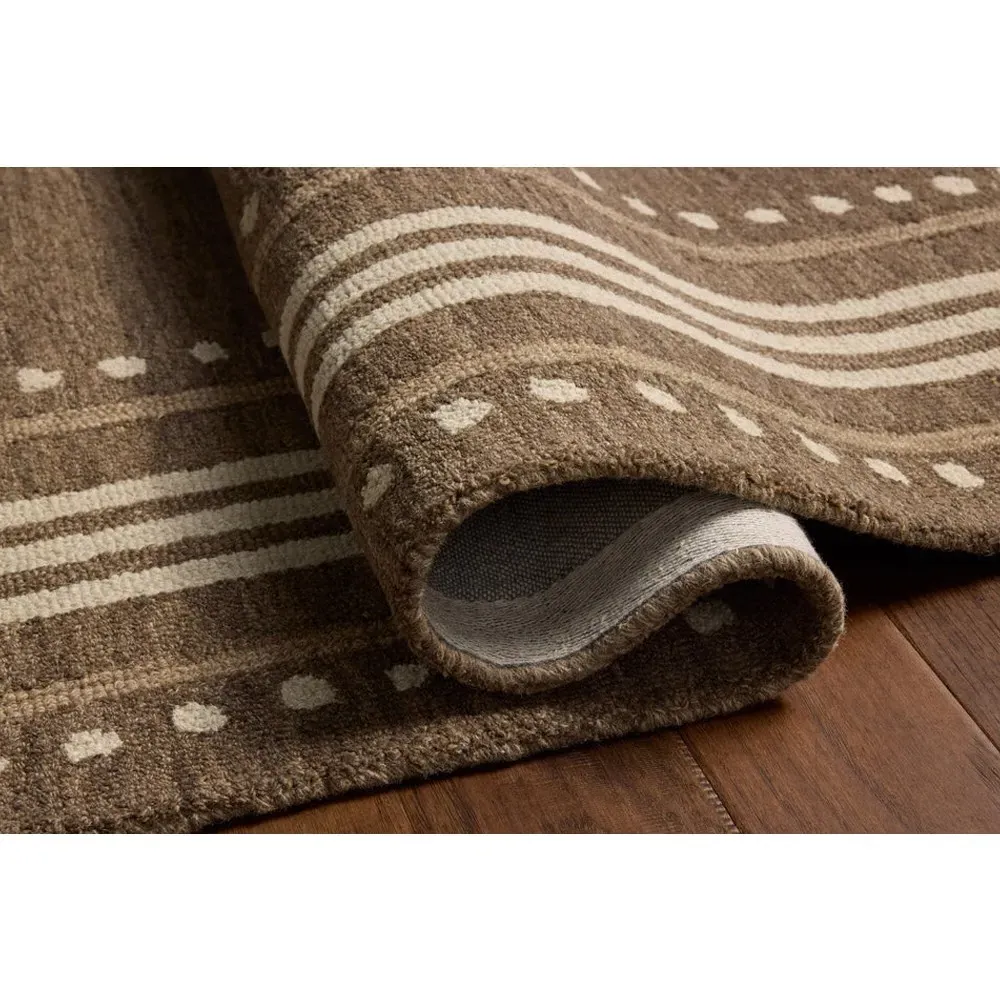 Liam Dotted Patterned Runner Rug - Brown, Wool
