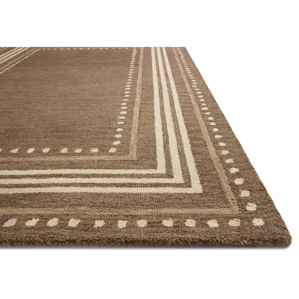 Liam Large Dotted Patterned Area Rug - Brown, Wool