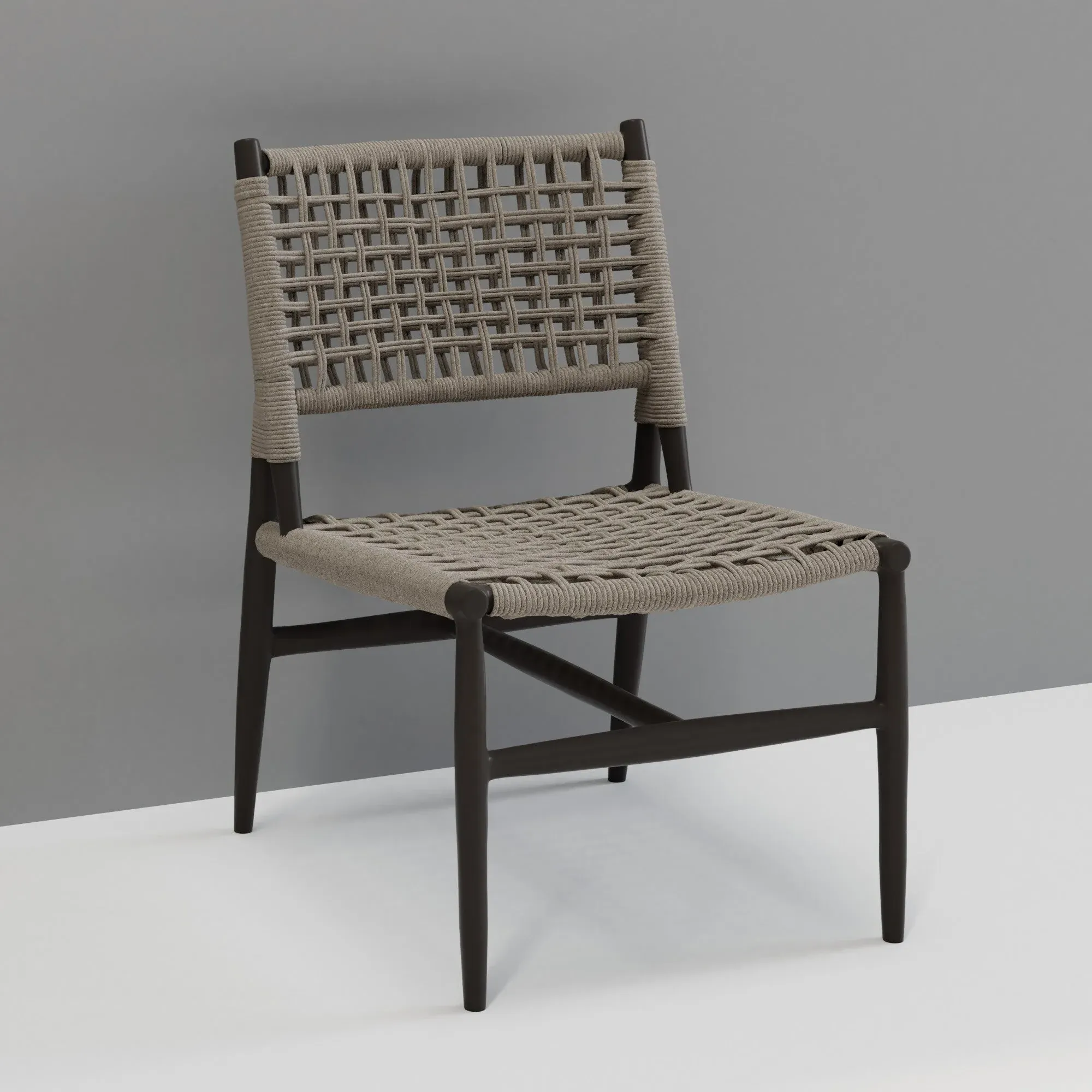 Liam Outdoor Dining Chair - Brown, Aluminum