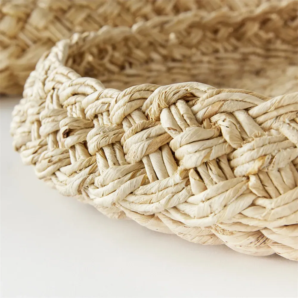 Liam Round Decorative Trays Set of 2 - Brown, Abaca