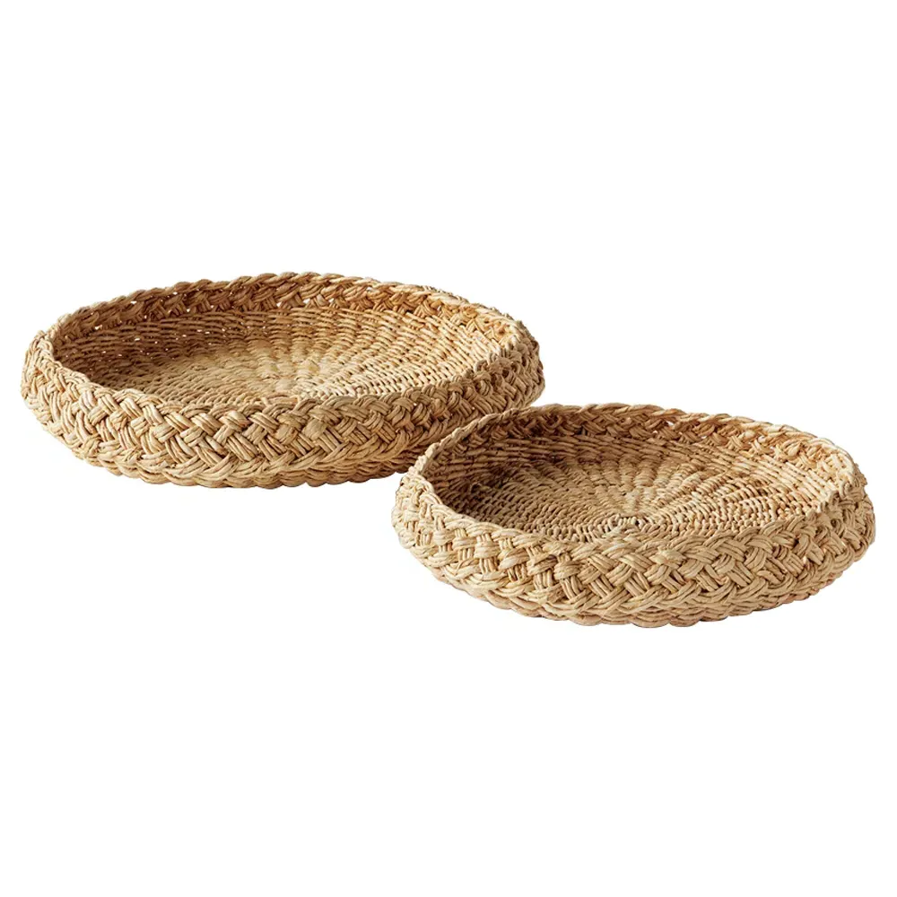 Liam Round Decorative Trays Set of 2 - Brown, Abaca image