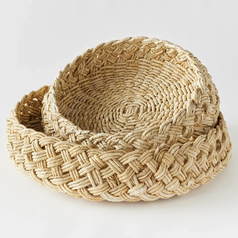 Liam Square Decorative Trays Set of 2 - Brown, Abaca