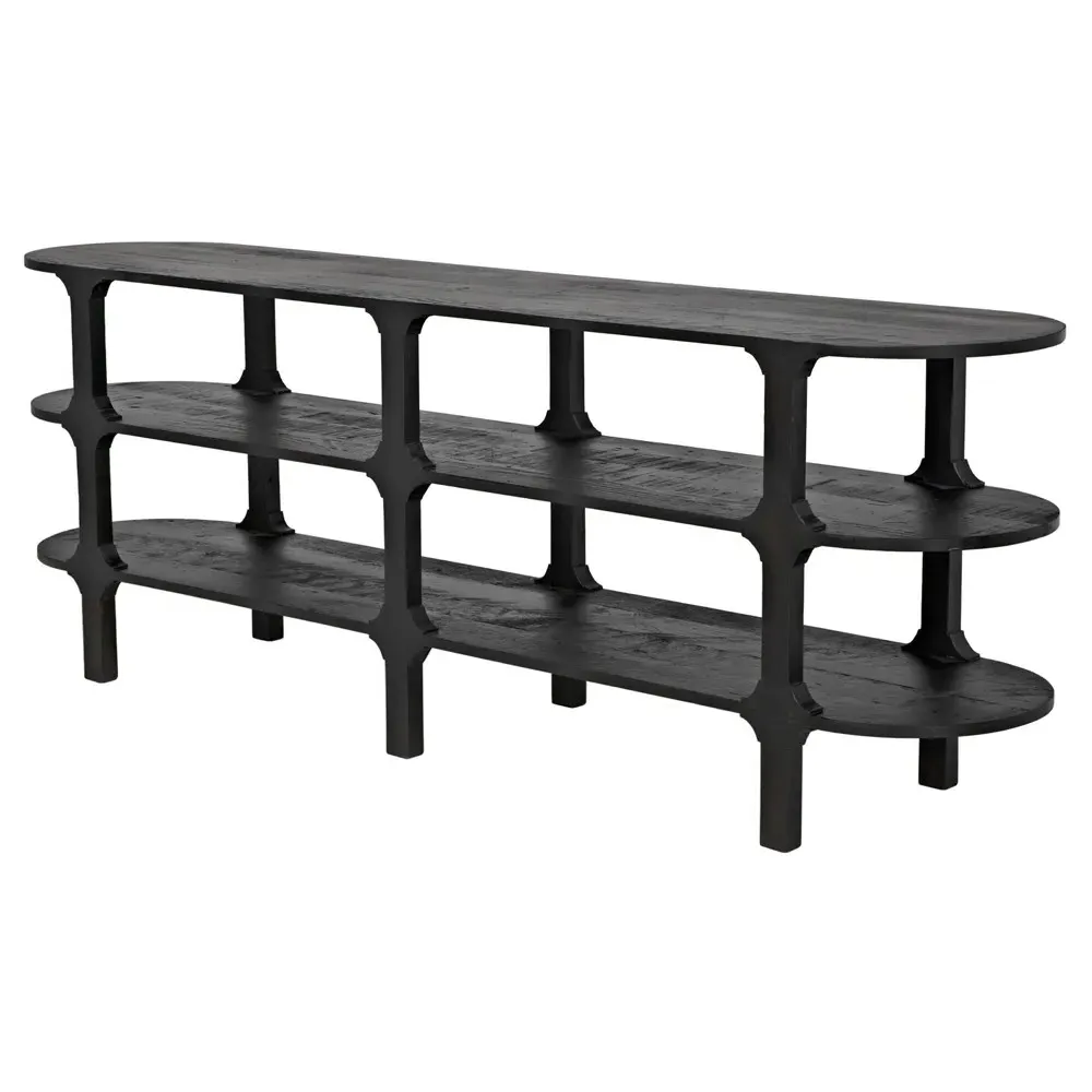Lian Oval Console Table - Black, Reclaimed Wood
