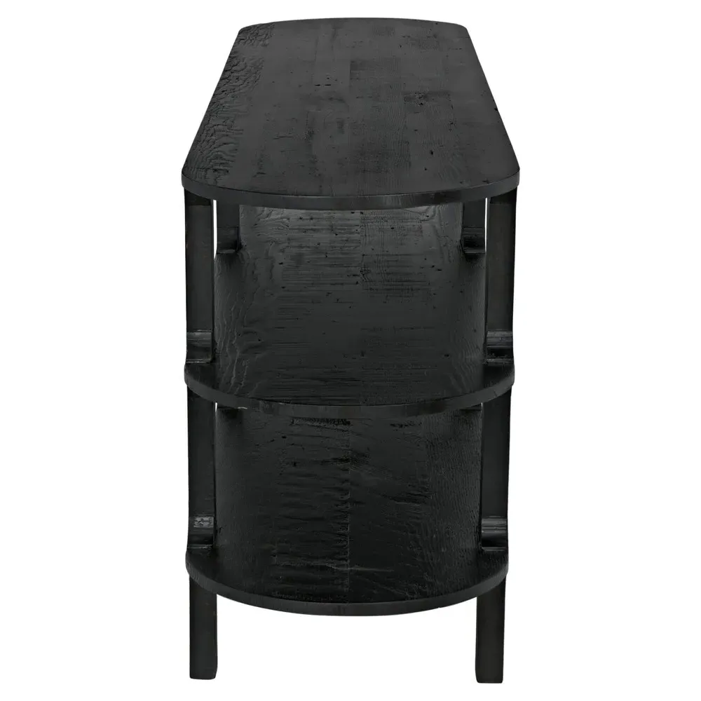 Lian Oval Console Table - Black, Reclaimed Wood