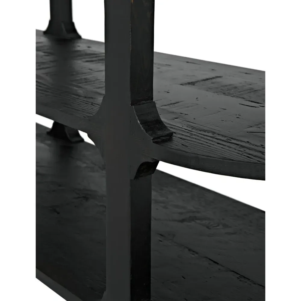 Lian Oval Console Table - Black, Reclaimed Wood