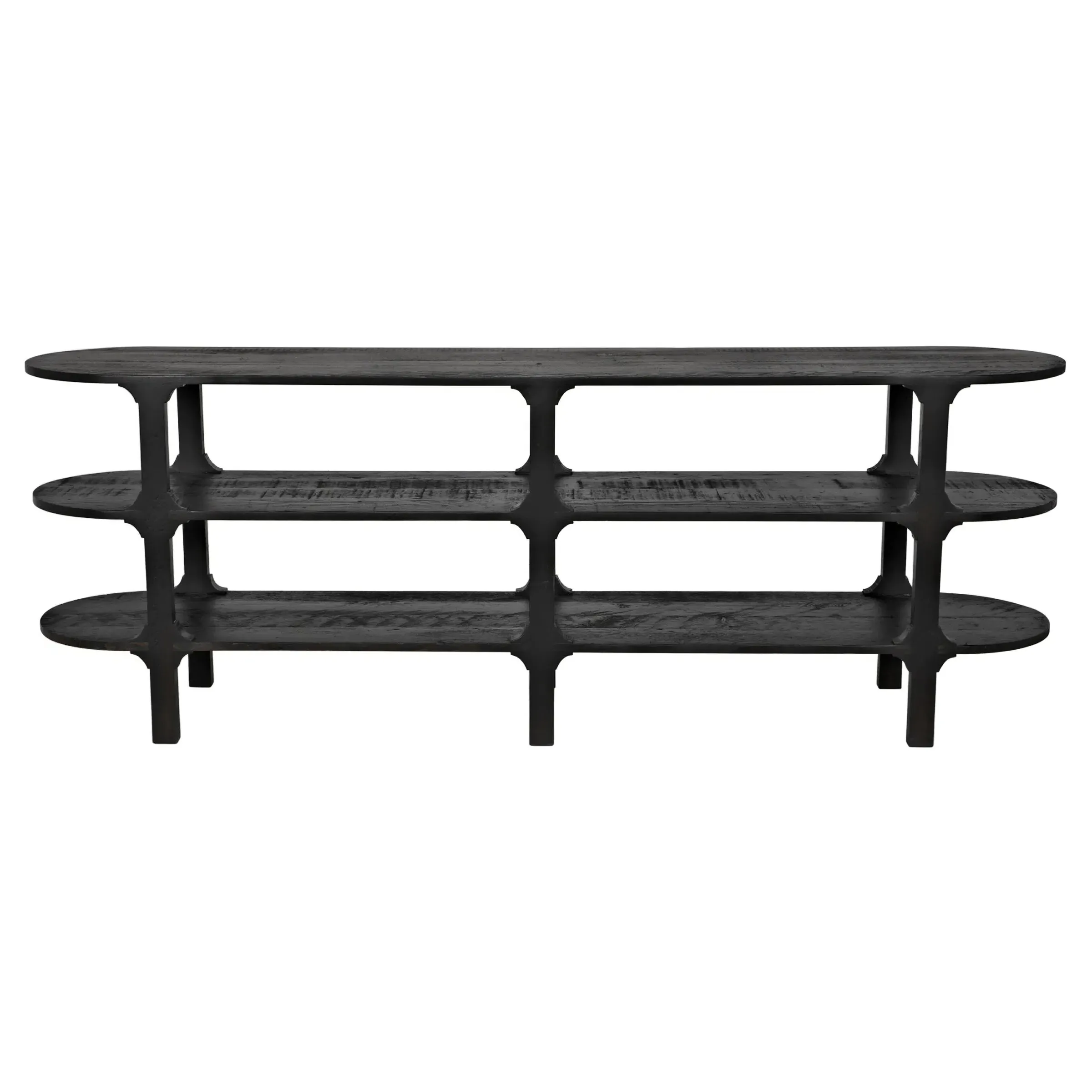 Lian Oval Console Table - Black, Reclaimed Wood