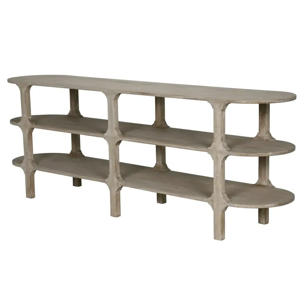 Lian Oval Console Table - Grey, Reclaimed Wood