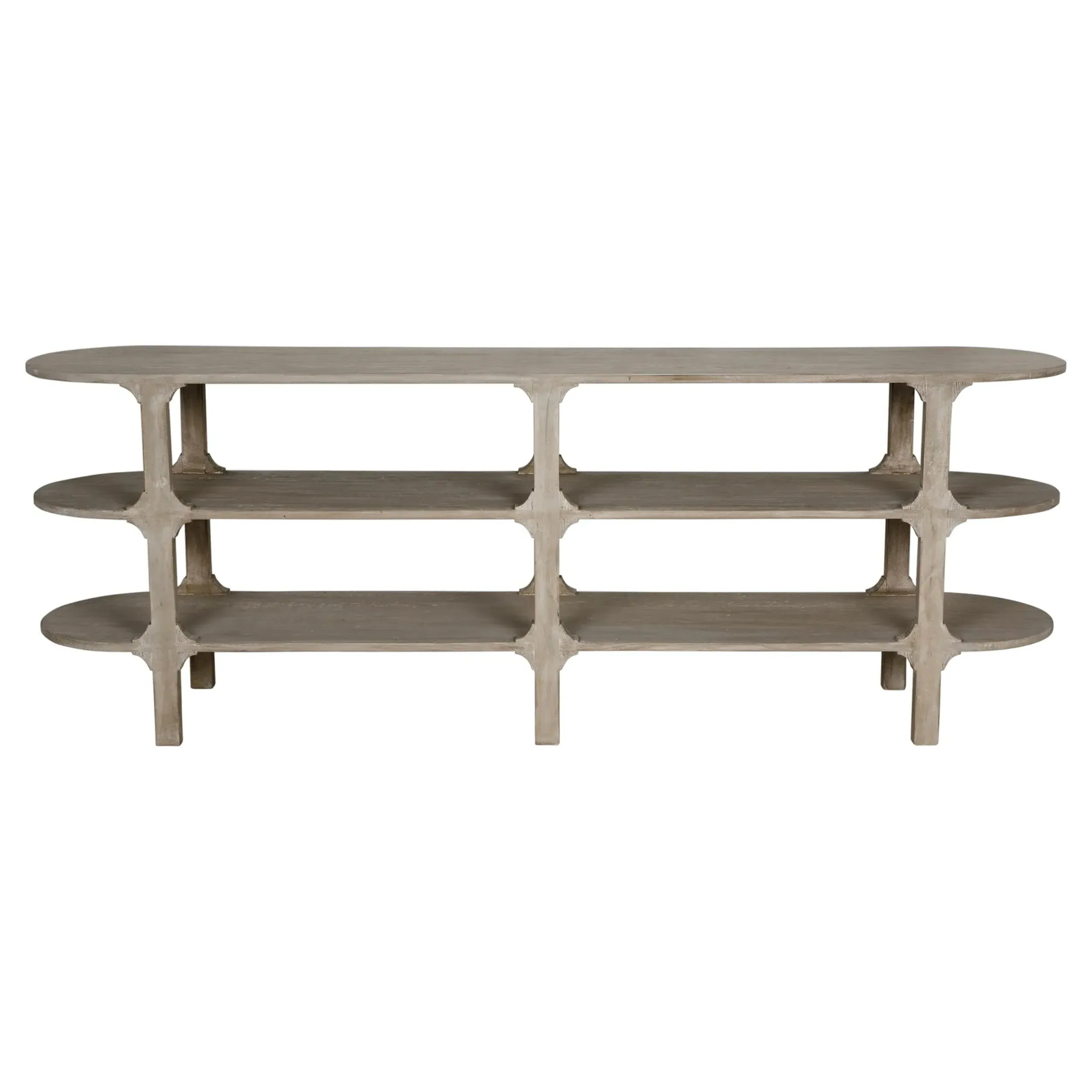 Lian Oval Console Table - Grey, Reclaimed Wood