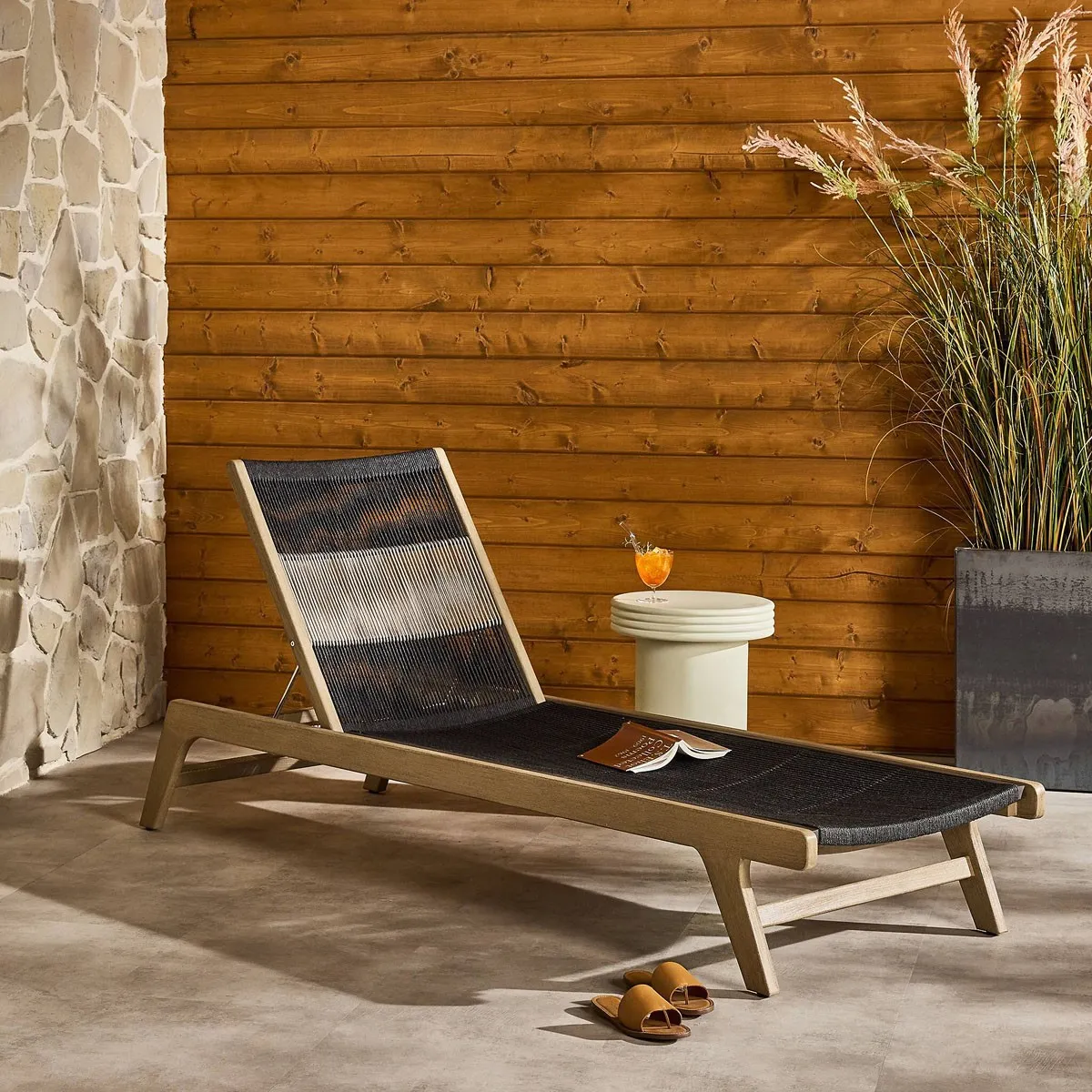 Liana Outdoor Chaise Lounge - Natural, Teak Wood
