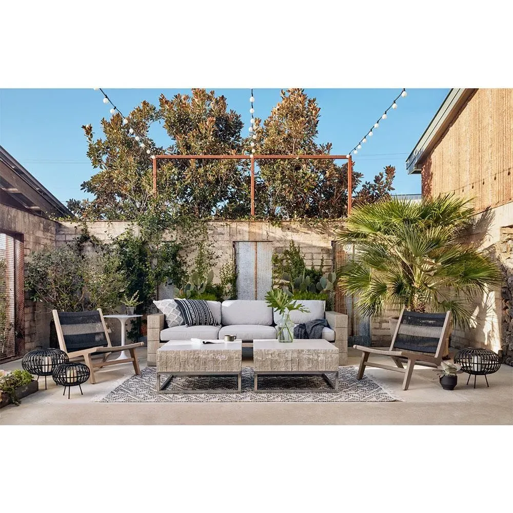 Liana Outdoor Lounge Chair with Cushion - Natural, Teak