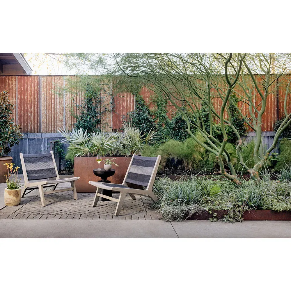 Liana Outdoor Lounge Chair with Cushion - Natural, Teak