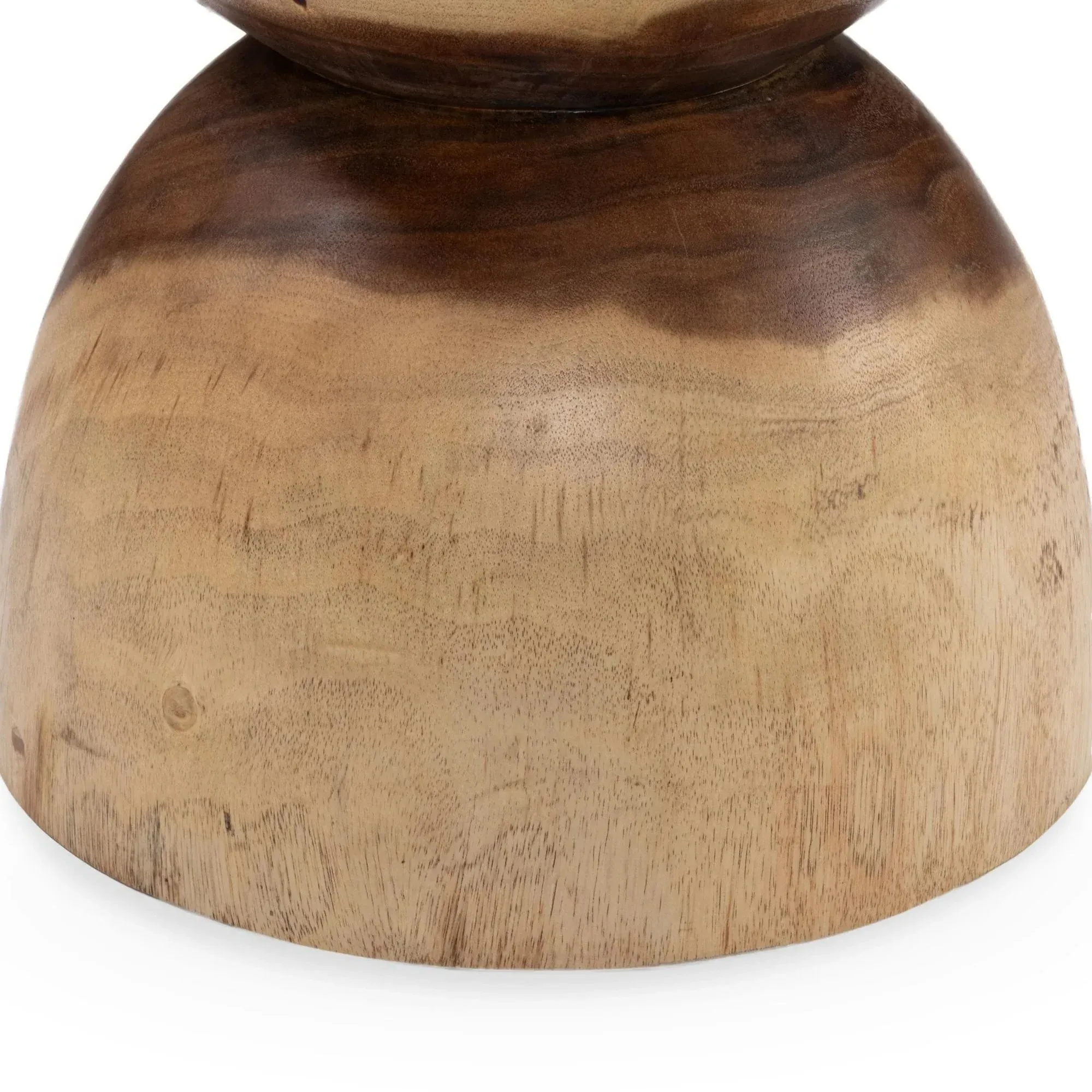 Liana Round Drum Side Table - Brown, Suar Wood