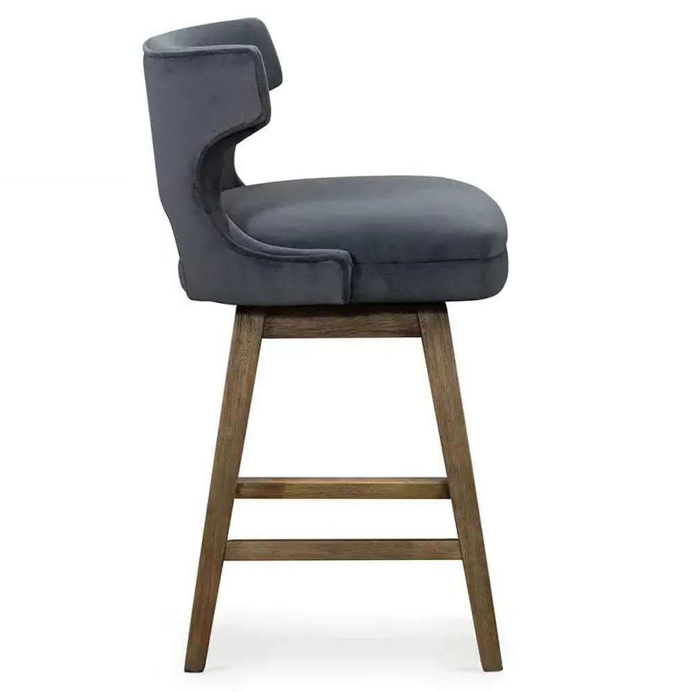 Liana Wing Back Swivel Counter Stool - Blue, Velvet