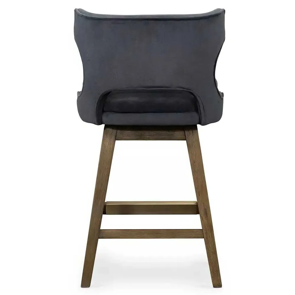 Liana Wing Back Swivel Counter Stool - Blue, Velvet