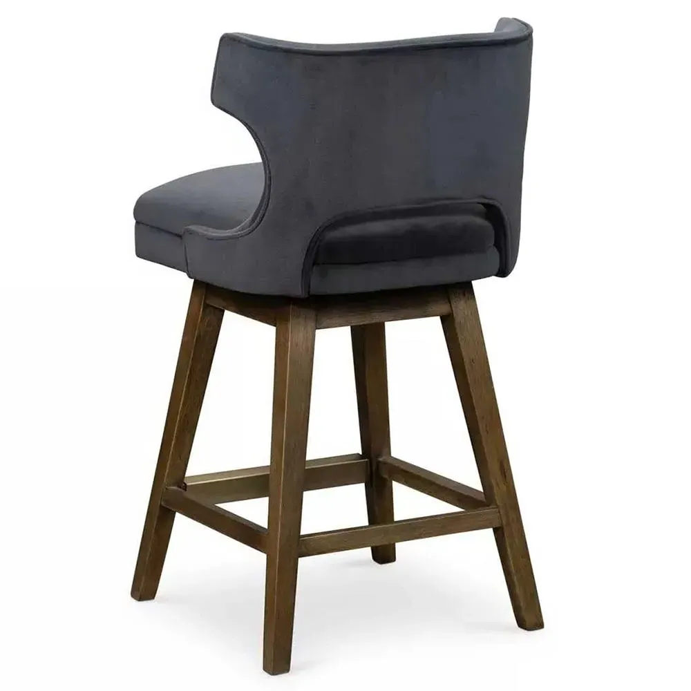 Liana Wing Back Swivel Counter Stool - Blue, Velvet