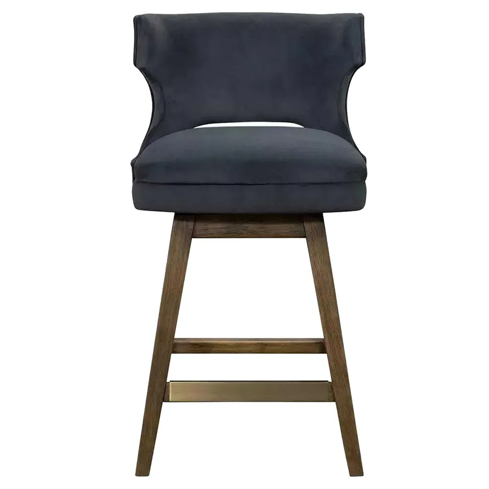 Liana Wing Back Swivel Counter Stool - Blue, Velvet