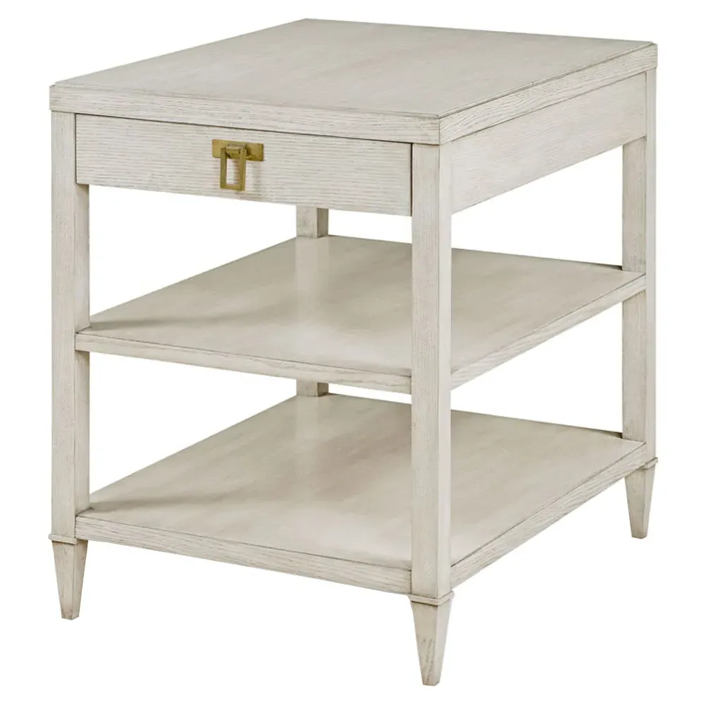 Lianna Rectangular Side Table - White, Ash