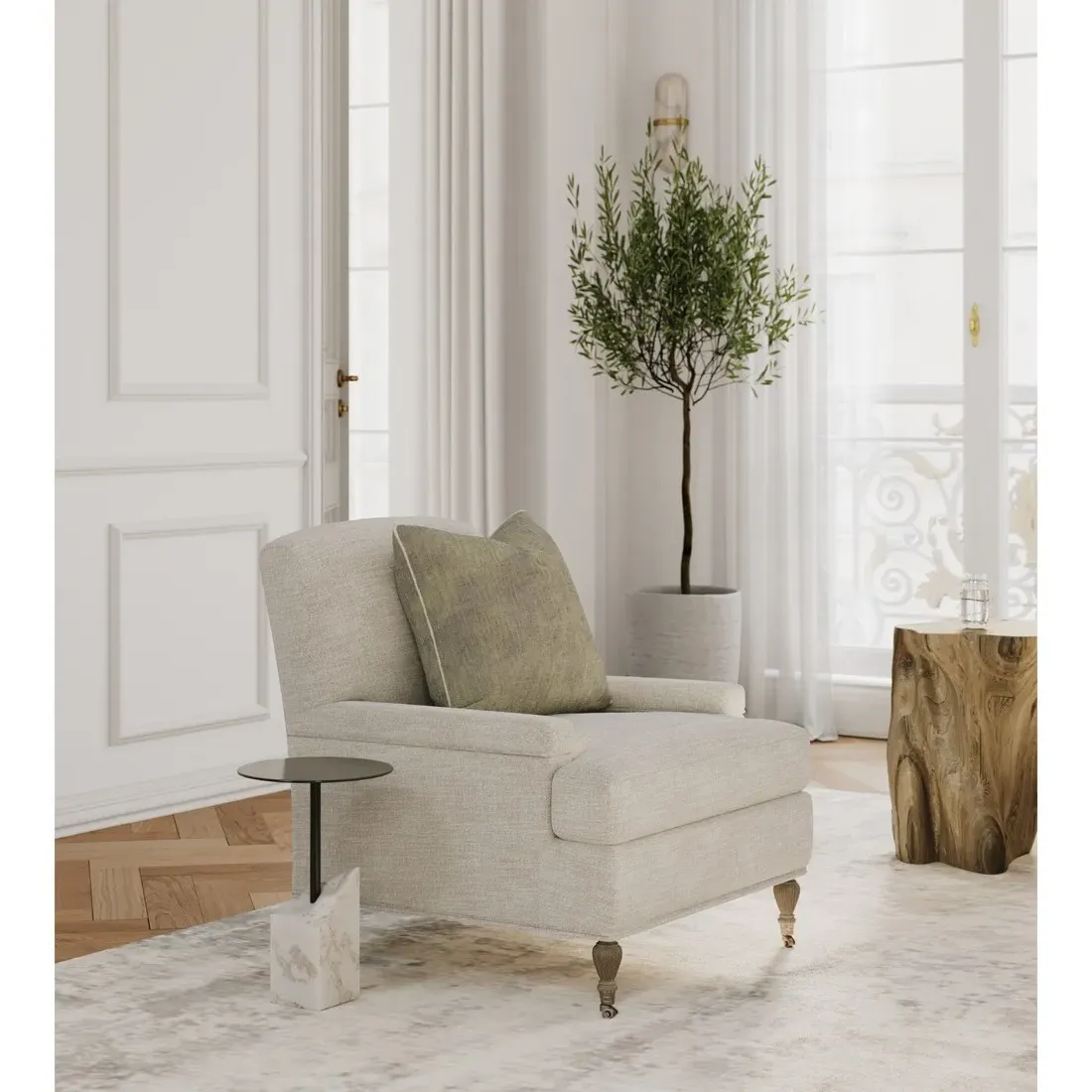 Lianne Potted Faux Olive Tree - Green