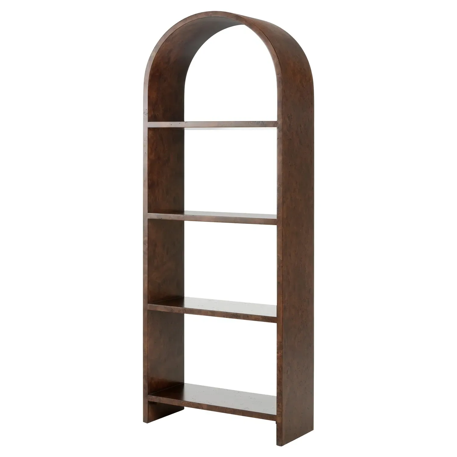 Liene Arched Etagere - Brown, Mappa Burl Wood