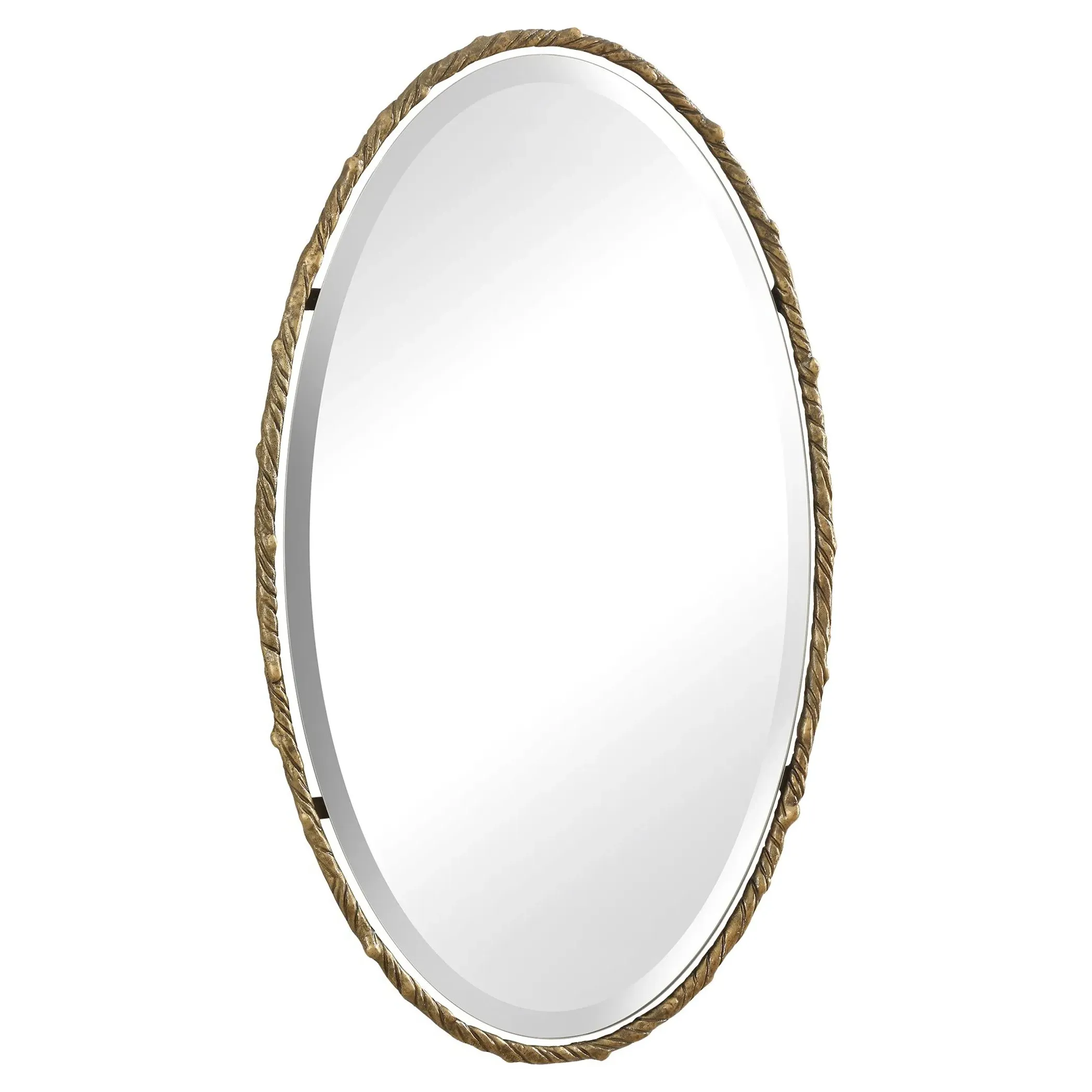 Lierge Oval Wall Mirror with Twisted Branch Frame - Gold