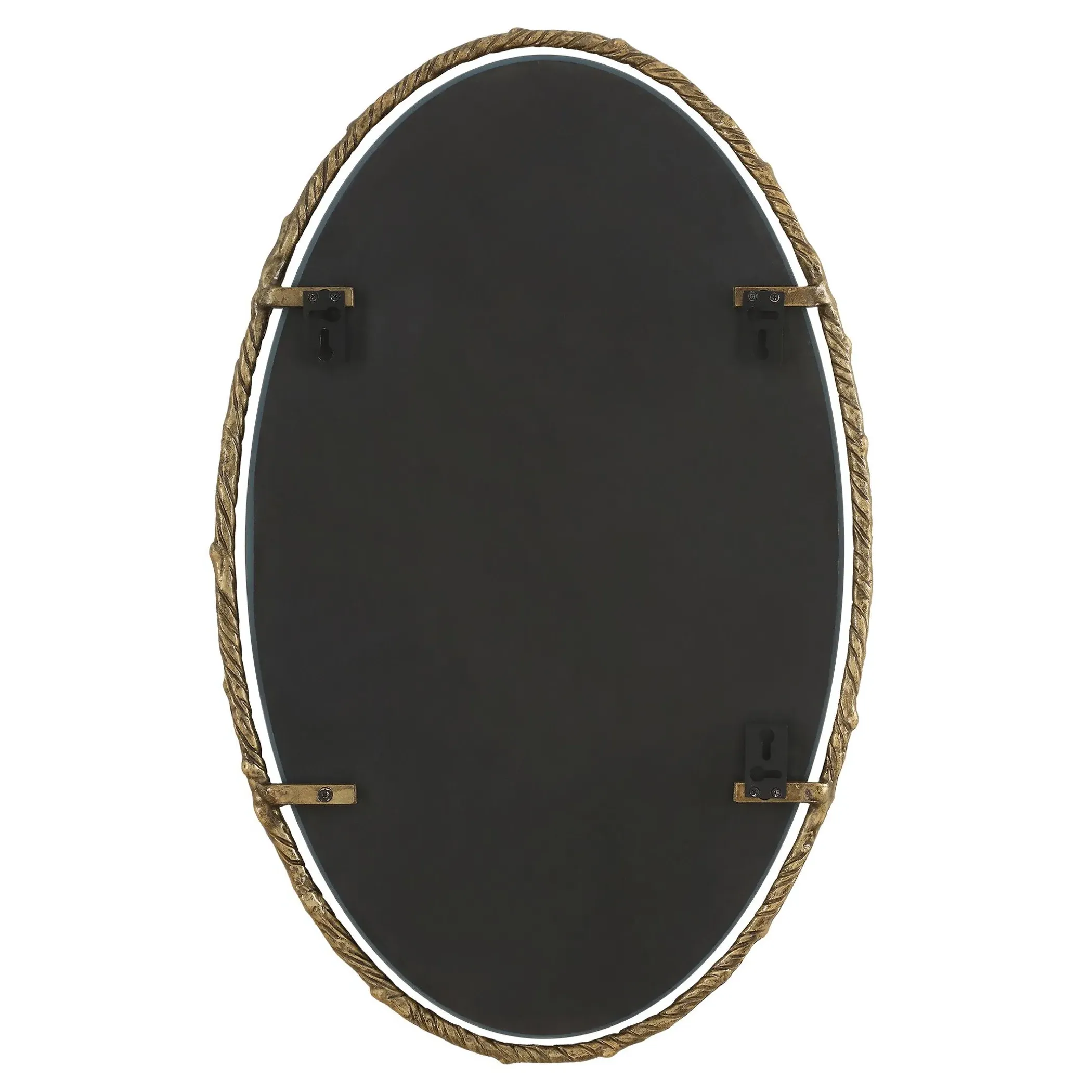Lierge Oval Wall Mirror with Twisted Branch Frame - Gold
