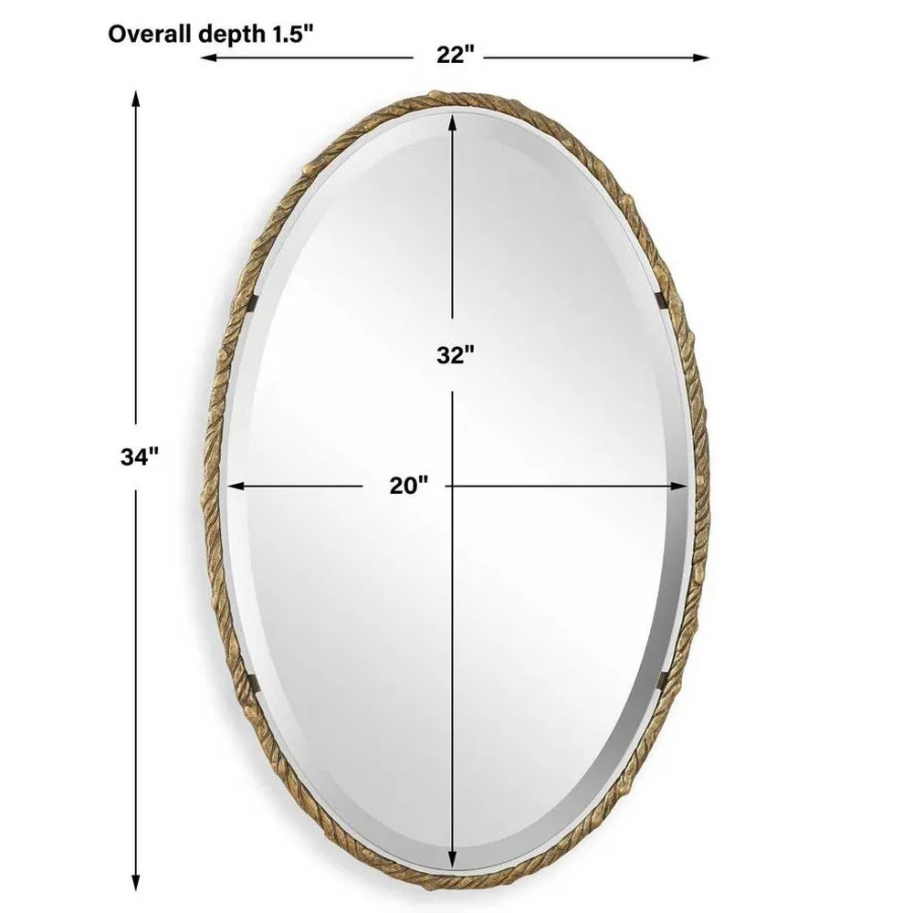 Lierge Oval Wall Mirror with Twisted Branch Frame - Gold