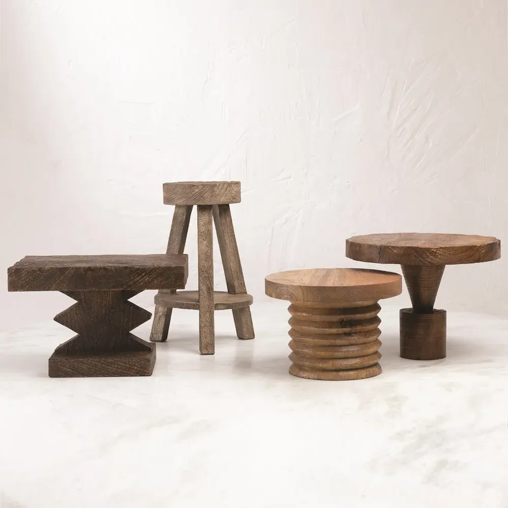 Lila Pedestal Sculpture - Brown, Mango Wood