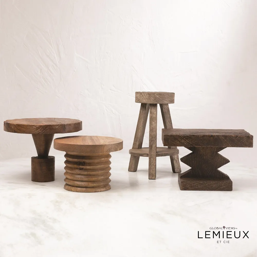 Lila Pedestal Sculpture - Brown, Mango Wood