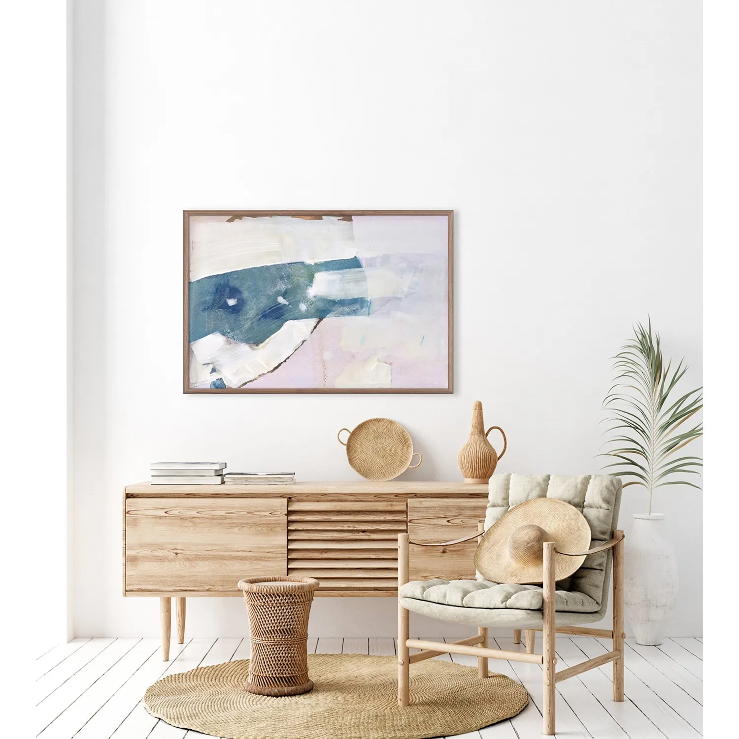 Lilac Stream 24x36 Painting - Blue, Walnut