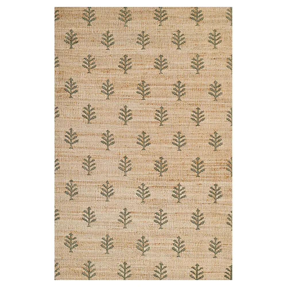 Lilah Botanical Patterned Jute Rug - Green, Jute