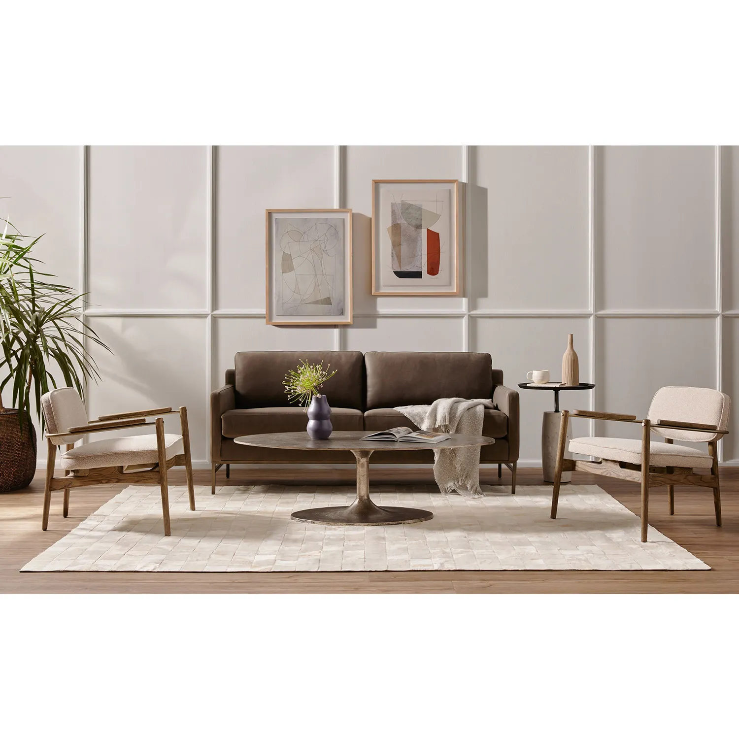Lilian 3-Seater Sofa - Grey, Leather