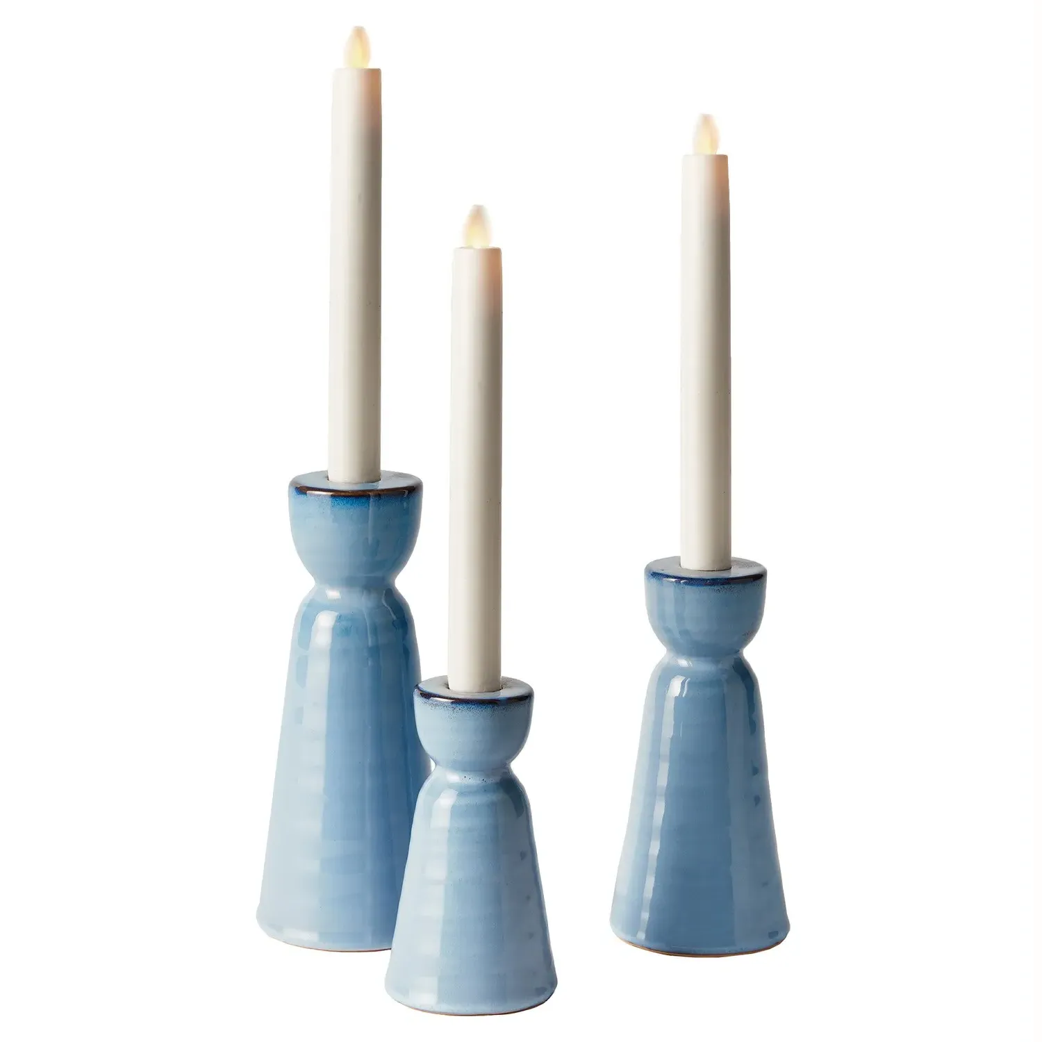 Lilibeth Stoneware Candleholder Set of 3 - Blue image